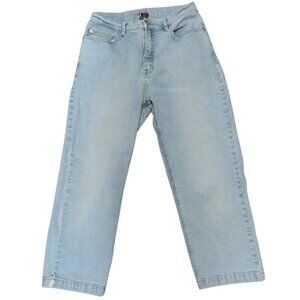 Jag Womens Wide Leg Jeans 12 High Rise Cropped Light Wash Baggy Casual Basics